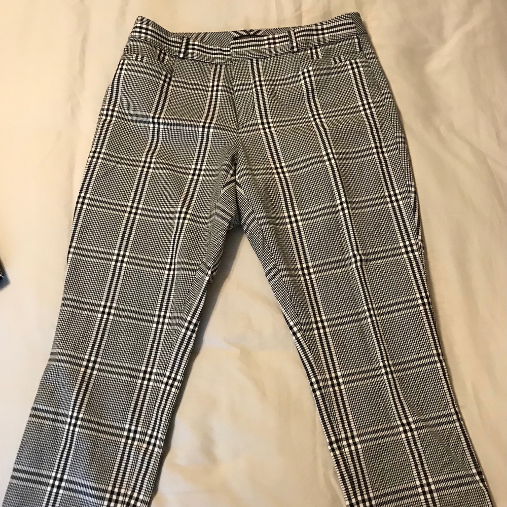 Banana Republic Sloan Pants Womans 6 Houndstooth Plaid Crop Rayon